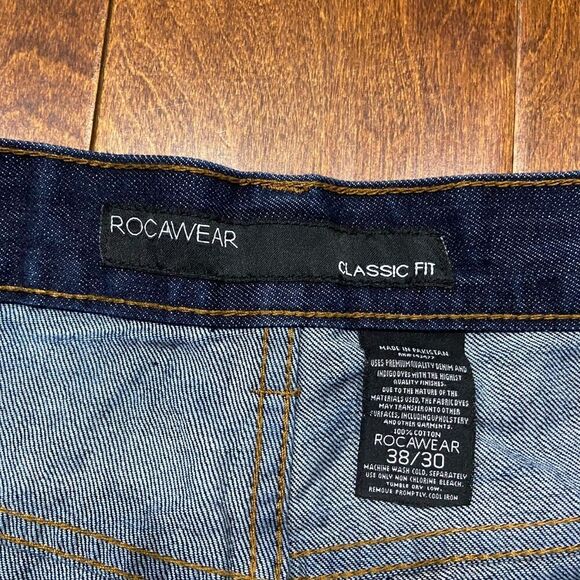 Rocawear Classic Fit Vintage Y2K Dark Denim Straight Leg Jeans Mens Size 38 x 30 - Picture 8 of 12